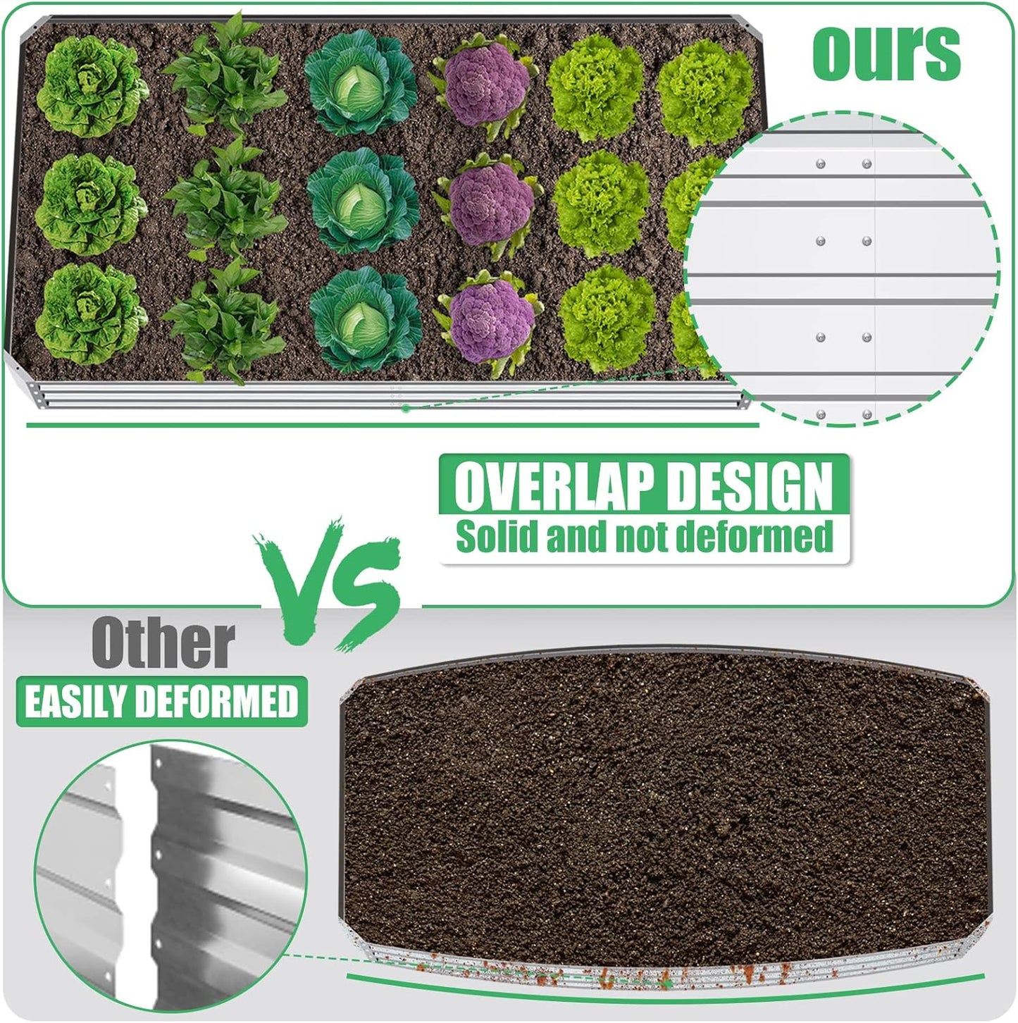 SnugNiture Galvanized Raised Garden Bed 8x4x1FT Outdoor Large Metal Planter Box Steel Kit for Planting Vegetables, Flowers