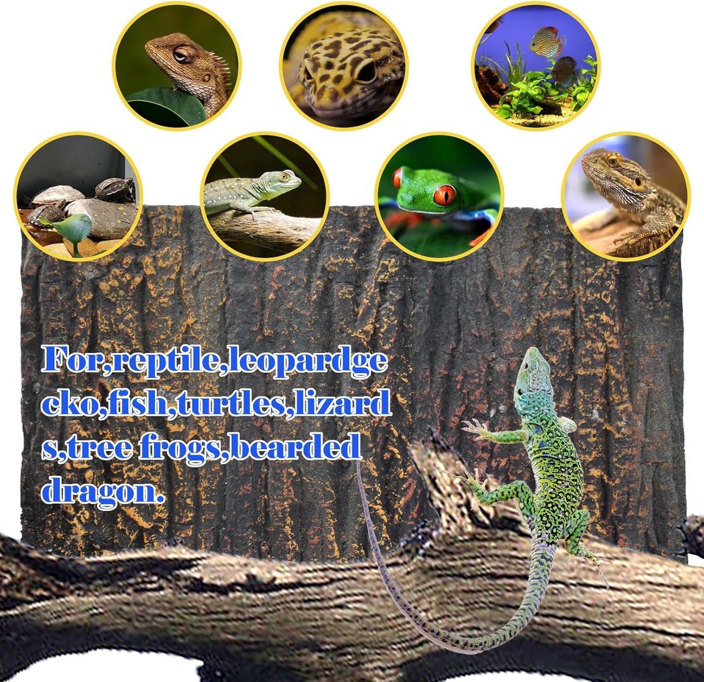 Reptile Tank Background Board Rock Terrarium Cork Background Board 3D Wall Backdrop Aquarium DéCor Backgrounds Amphibian Habitat Decoration for Lizards Leopard Gecko Bearded Dragons Turtle