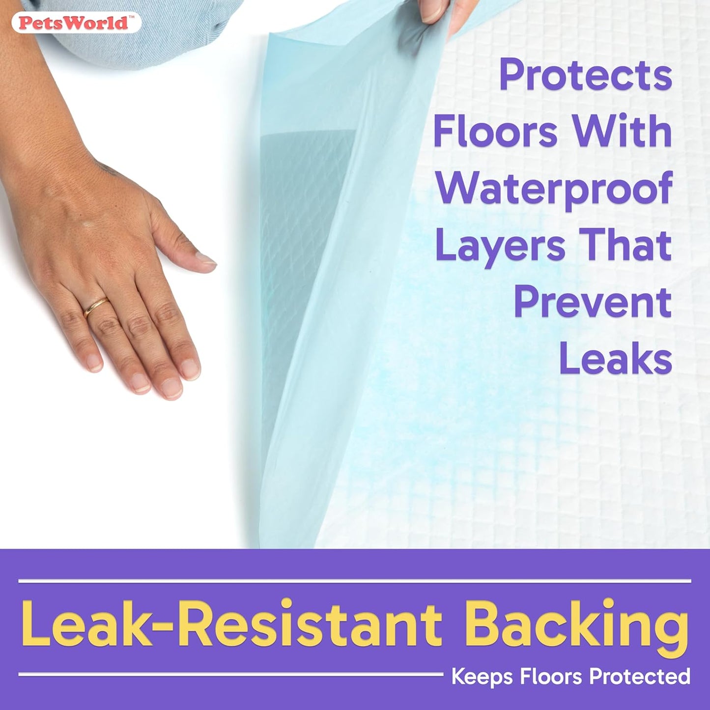 PETSWORLD Puppy Pads, 23x36 Inch, 100 Count - Puppy Pee Pads for Dogs, Tear Resistant, Economy Value, Super-Absorbent Polymer Gel Core, Perfect for Puppies, Smaller Dogs