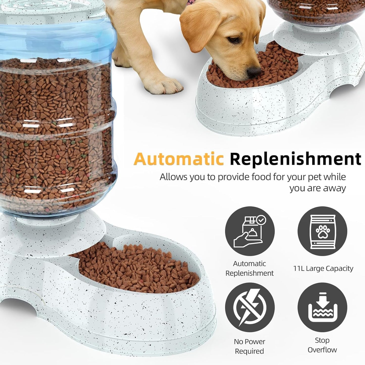 Kenond 3 Gallon Gravity Feeder, Automatic Dog Feeder, Dog Food Dispenser for Large Breed