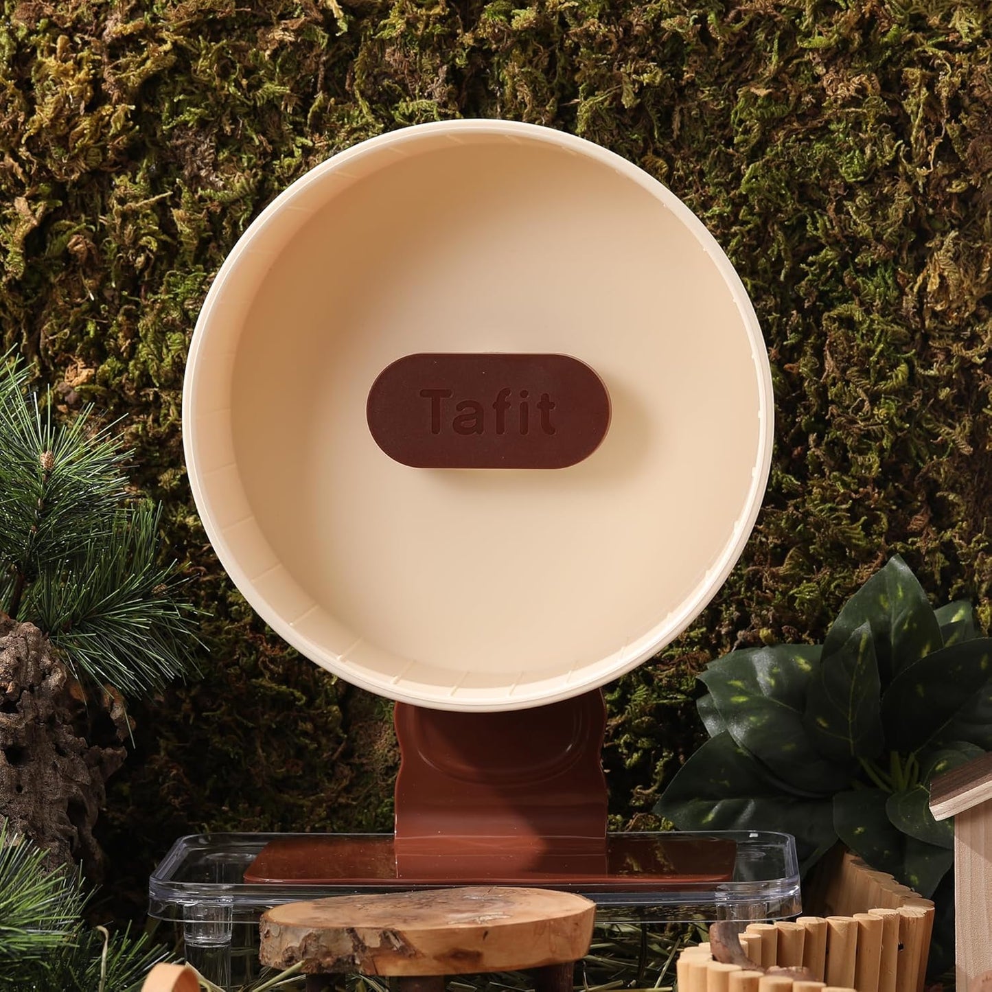 Silent Hamster Wheel 8.7 Inch Dual-Bearings Small Animals Quiet Running Exercise Wheels, Height Adjustable for Dwarf Hamsters, Gerbils, Mice, Hedgehog, Lemmings, or Other Small Pets,Mousse White