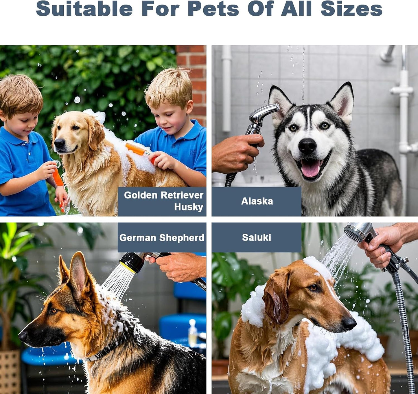 50" Dog Bathtub for Large Dogs, Professional Dog Washing Station with Wash Tub Attachment, Bath Pool for Outdoor, Indoor Shower and Grooming (50" Left Door)