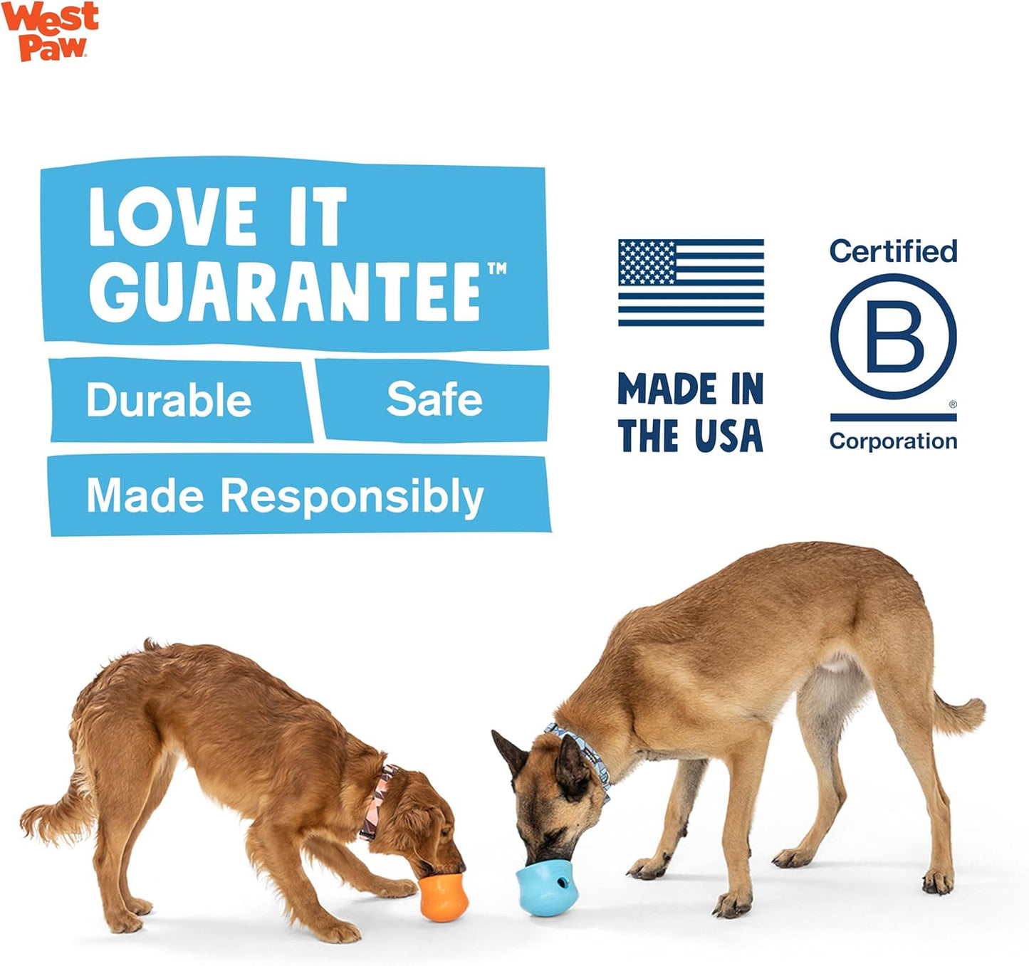 WEST PAW Zogoflex Limited Edition Toppl Treat Dispensing Dog Toy Puzzle – Interactive Chew Toys for Dogs – Dog Toy for Moderate Chewers, Fetch, Catch – Holds Kibble, Treats, X-Large 4.75", Periwinkle