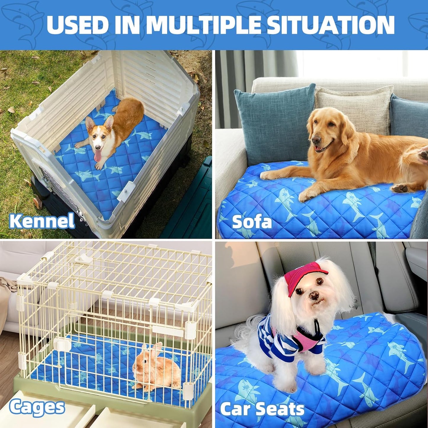 Homimp Dog Cooling Mat,19.5" x 27.5" Thicken Self-Cooling Mat for Dog&Cat,Internal Waterproof& Endothermic,Washable Pet Ice Cool Pad Blanket,Pet Sleeping Pad for Indoor Outdoor in Summer, Non-Toxic