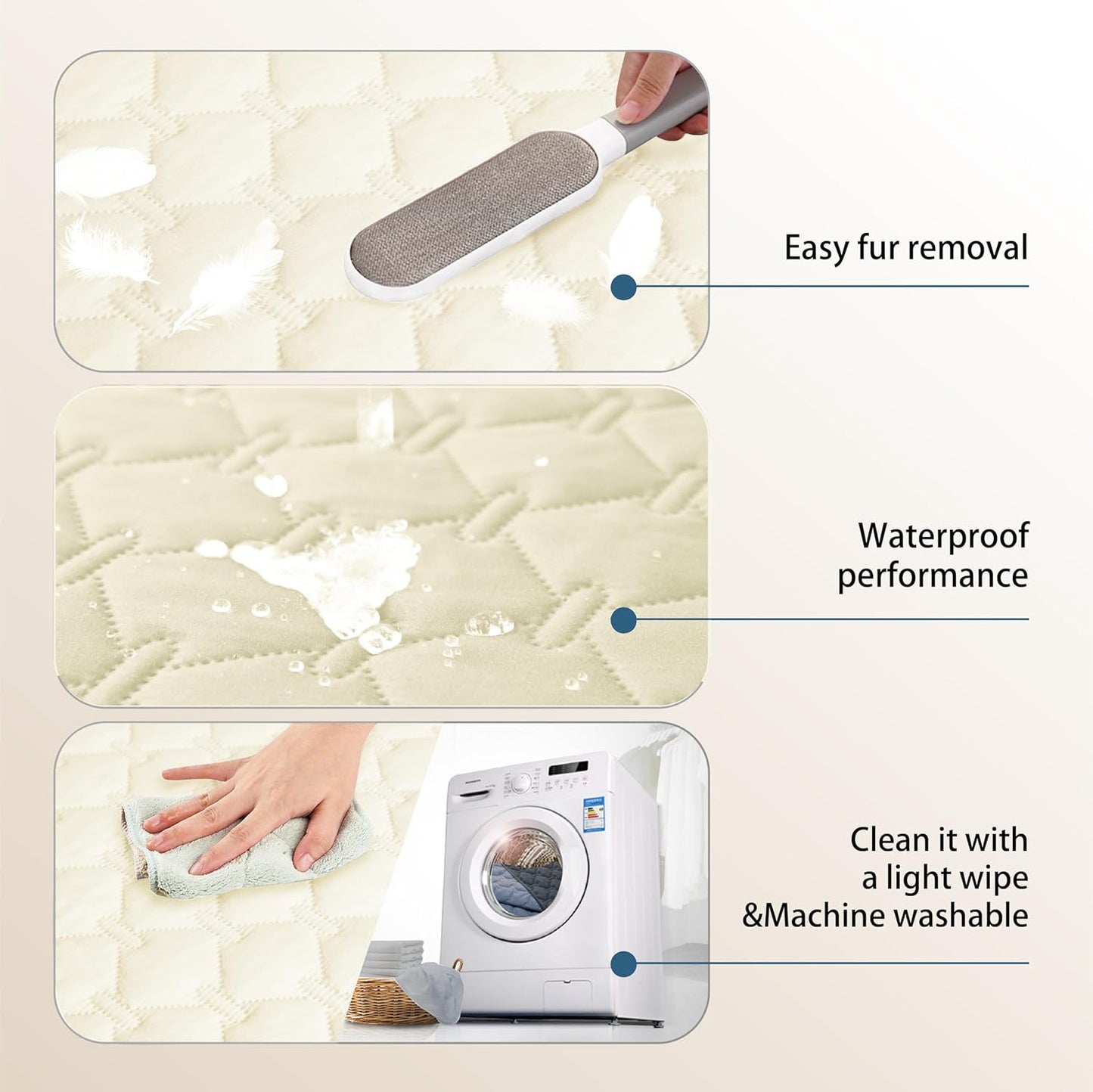 gogobunny 100% Double-Sided Waterproof Dog Bed Cover Pet Blanket Sofa Couch Furniture Protector for Puppy Large Dog Cat, Reversible (40x50 Inch (Pack of 1), Dark Cream/Light Cream)