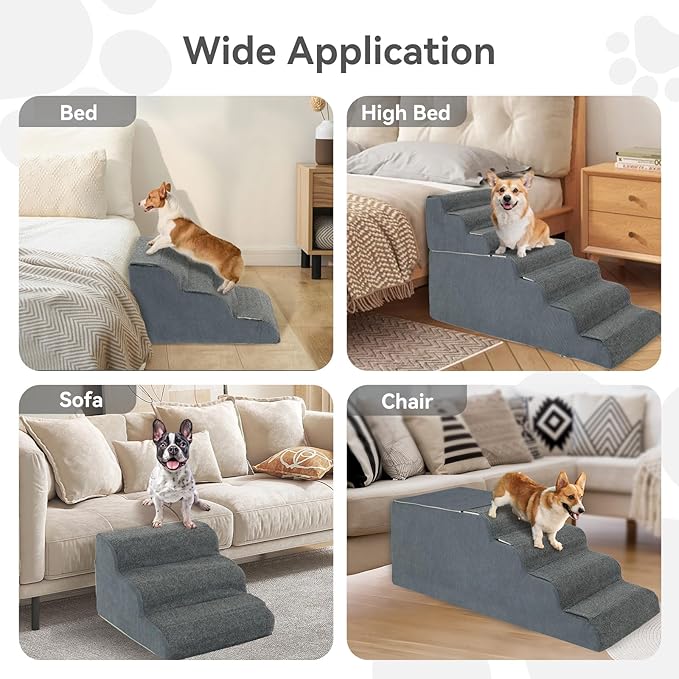 ๐ณ ๐ฆ๐๐ฒ๐ฝ๐ Dog Steps for High Bed, 30'' High Dog Stairs for Small Dogs, Waterproof Pet Stairs for Small Old Large Dogs and Cats with Removable Cover & PE Support Board for Bed, Car or Couch
