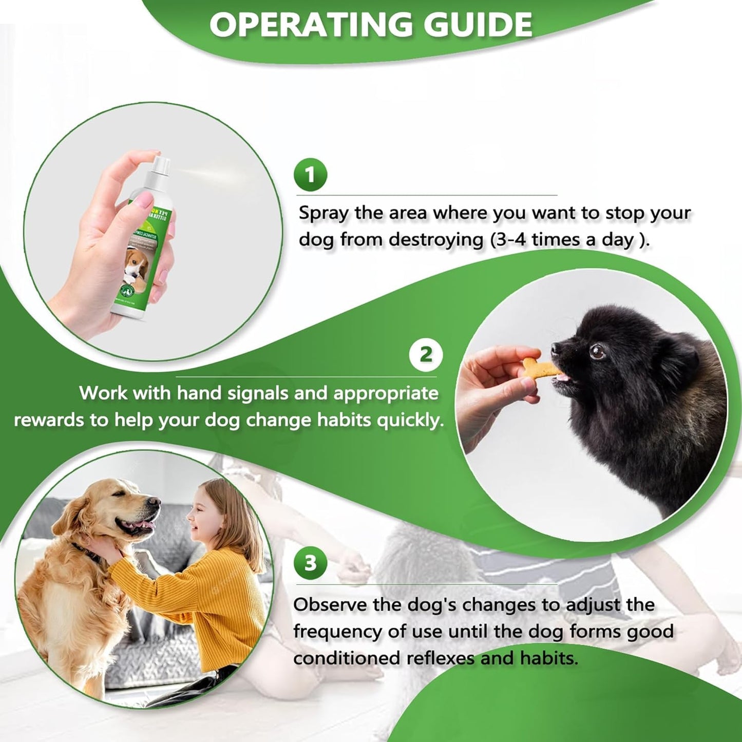 vyaji 5.07 Oz Bitter Apple Spray for Dogs to Stop Chewing - Natural Ingredients No Chew Spray for Dogs - Bitter Sprays for Dog - Alcohol-Free & Cruelty-Free - Safeguard Beloved Furniture, Green