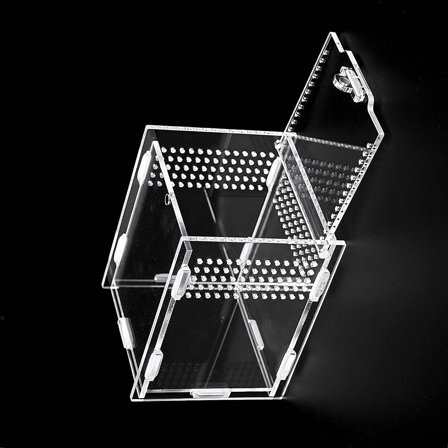 Magnetic Acrylic Case, micro habitat small Tarantula Enclosure enclosure for arboreal Tarantula Scorpion Sling Lizards Mantis Snake Gecko jumping spider snail Insect Isopods (4.7*4.7*7.8 inch)