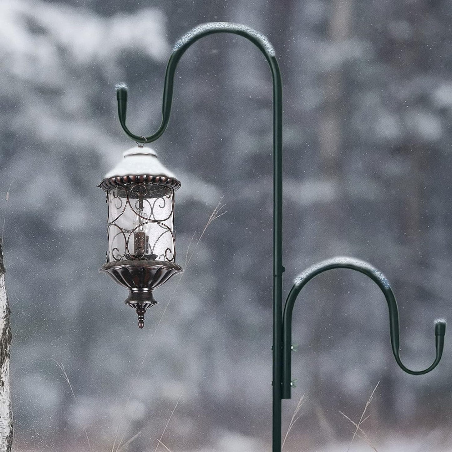 MIPON 2 Pack 78 Inch Double Shepherds Hooks for Outdoor Bird Feeder,Hanging Plants,Solar Light,Adjustable 78/62/46/30 Inch,3/4 Inch Width Heavy Duty Garden Shepards Hook