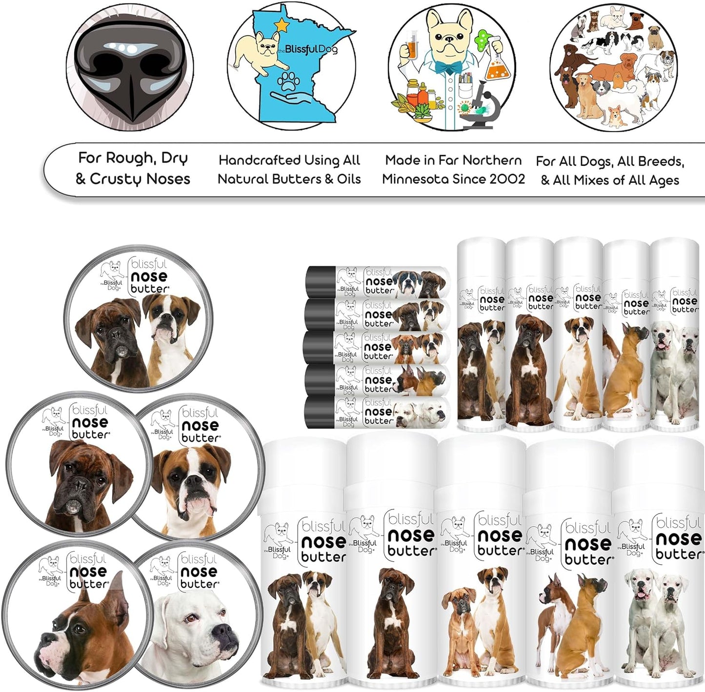 The Blissful Dog Boxer Duo Unscented Nose Butter, 8-Ounce