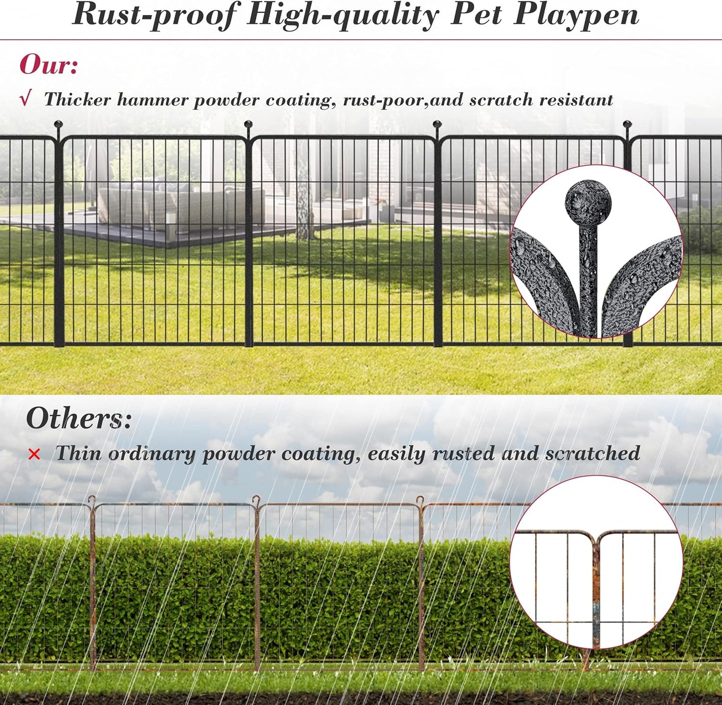 Dog Playpen 32 inch 20 Panels Indoor Outdoor Dog Pen for Medium/Small Dogs Heavy Duty Metal Dog Fence Outdoor for Yard, Puppy Playpen with Door Portable Pet Fence for RV Camping Yard