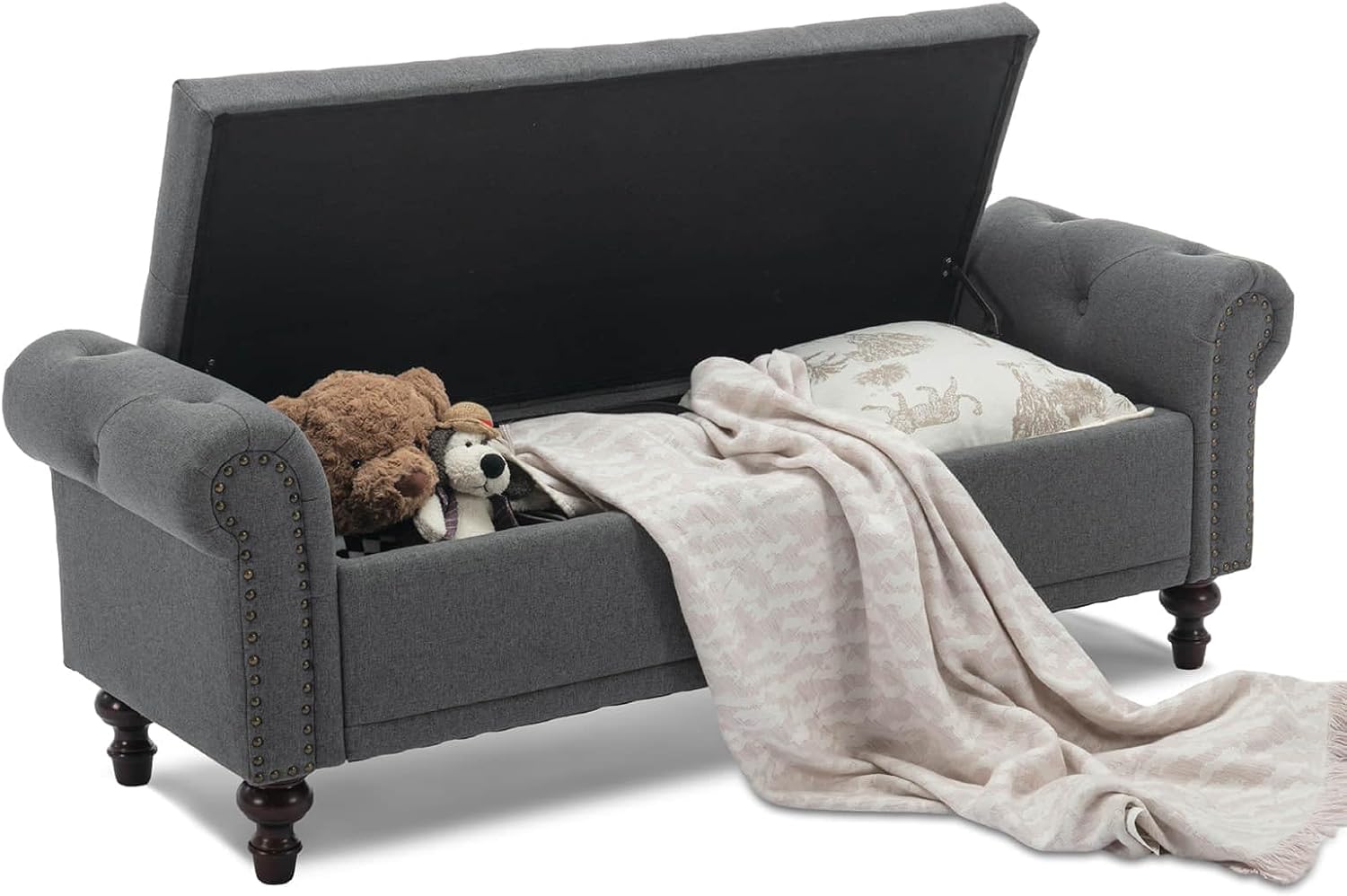 Elegant entryway furniture including wooden benches, coat racks, and console tables designed by OpulentPaws