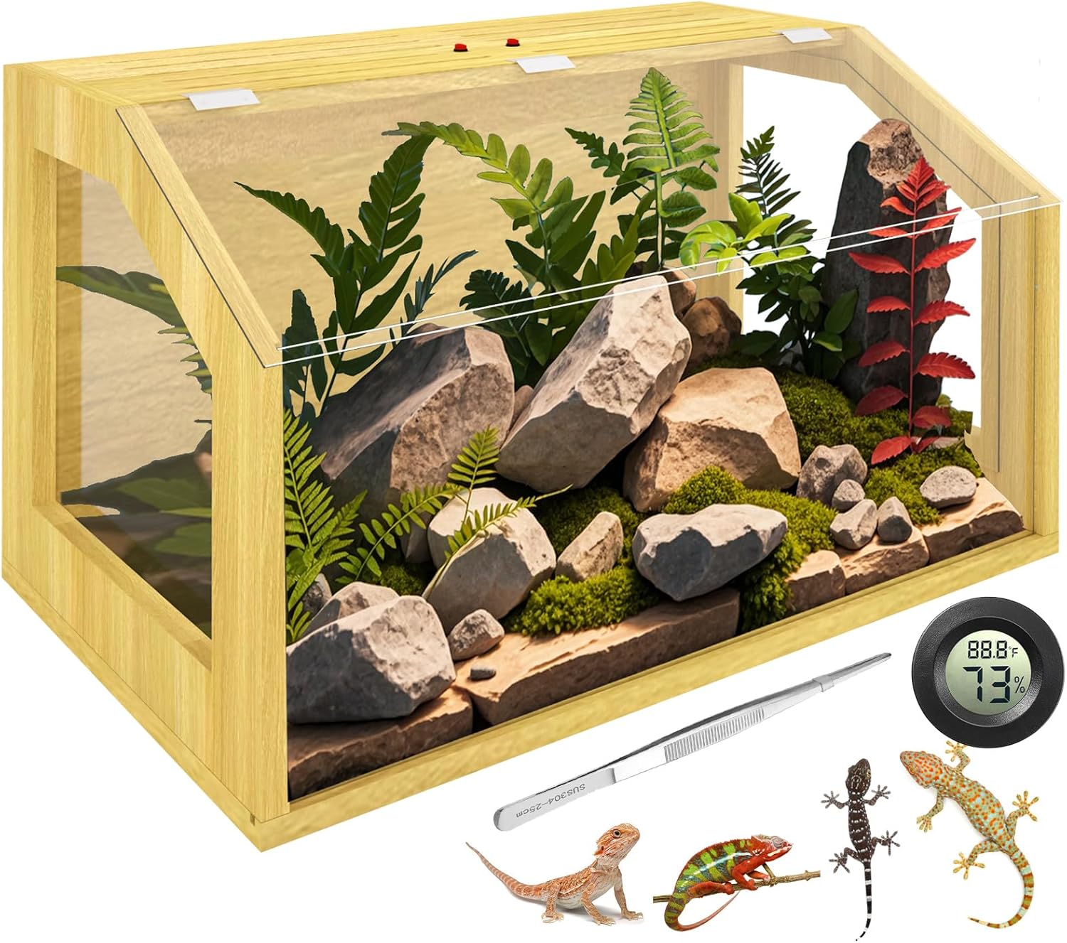 Premium glass terrarium for reptiles and amphibians with elegant and secure design by OpulentPaws