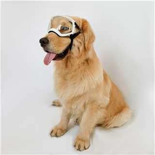 NAMSAN Clear Dog Goggles for Large Dogs, Wide Eyecup & Soft Frame, Anti-UV Sunglasses for Dogs Medium to Large Breed, Driving Dog Eye Protection, Windproof Dustproof, Adjustable, White Frame