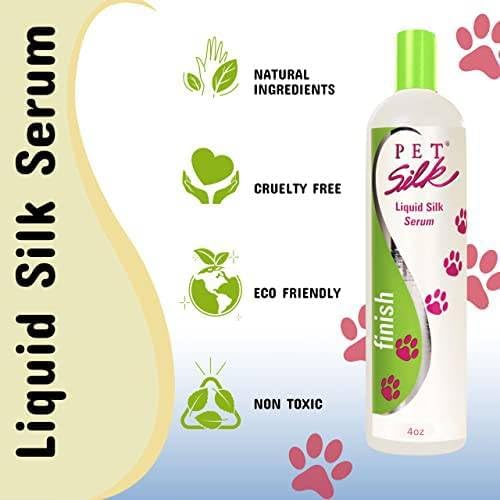 Pet Silk Liquid Silk Serum 4oz, Leave-in Finishing Spray Conditioner & Detangler, Inused with Silk, Vitmain E & Panthenol Designed for a Shiny, Healthy & Moisturized Skin & Coat