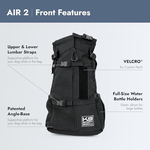K9 Sport Sack Air 2 - X-Small, Jet Black - Ideal for Dogs with 9-12” Back Length - Durable, Breathable Backpack-Style Carrier - Perfect for Walks, Short Hikes & Public Transportation