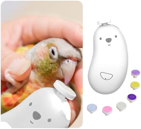 MANON ROSA Bird Nail Grinder, Bird Beak Grinder- Safe and Quiet Bird Nail Care Tool, Complete Grooming Kit for Parrots Conures Cockatiels Finches Parakeets, Premium Beak Maintenance (White)
