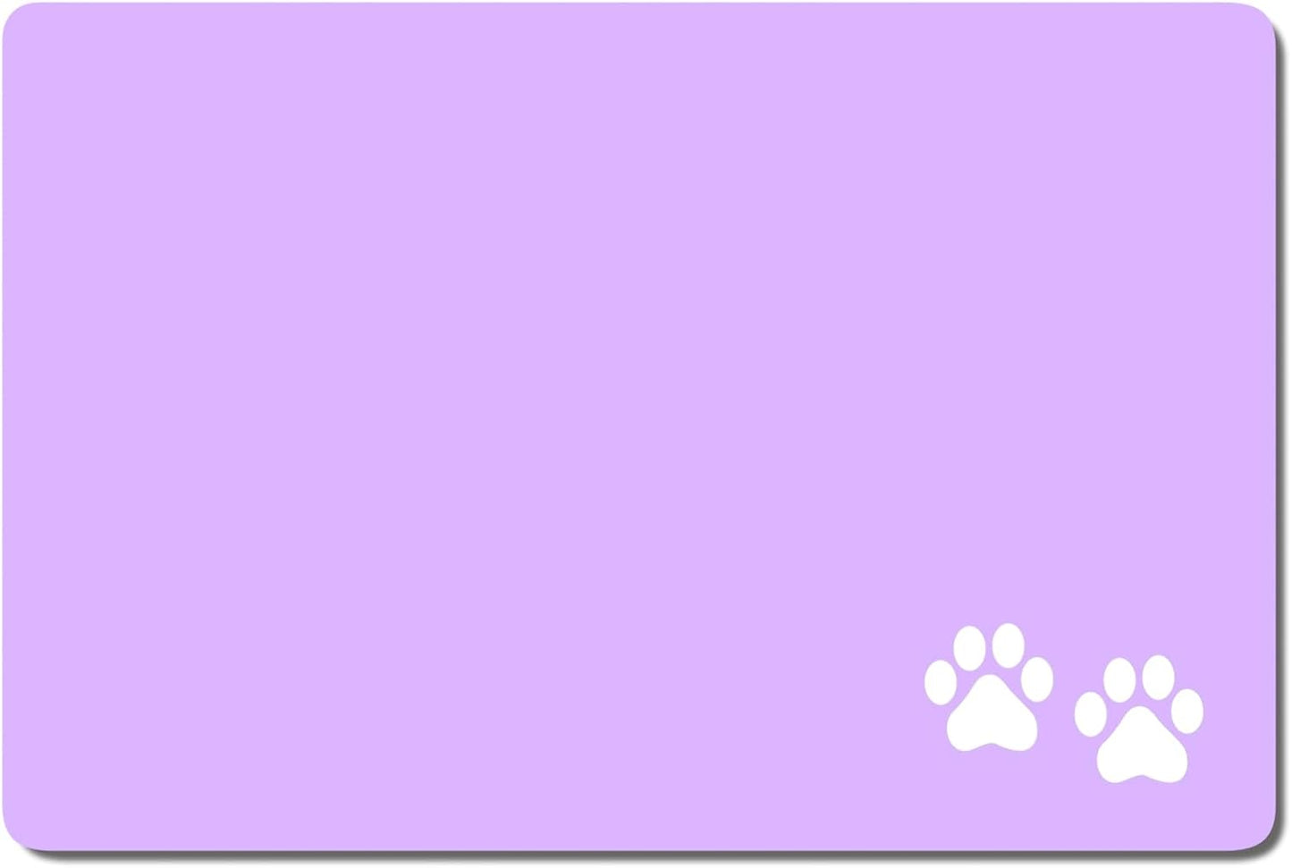 Rnivvi Dog Food Mat, 16" x 24" Footprint Absorbent Dog Cat Bowl Mat for Food and Water, Cute Anti-Slip Rubber Pet Feeding Rug Protect Floors, Puppy Placemat for Feeding & Watering Supplies, Purple
