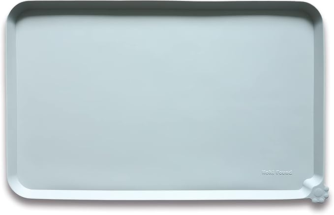 Hoki Found X-Large Silicone Pet Food Mats Tray - Non Slip Pet Dog Cat Bowl Mats Placemat - Dog Pet Cat Feeding Mat - Waterproof Dog Cat Food Mats -Pet Water Mats for Carpet -Battleship