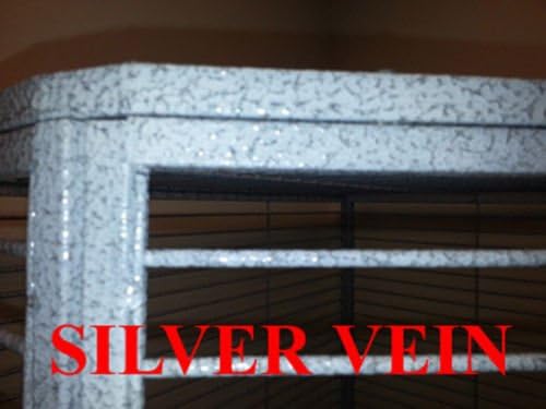 XX Large DomeTop Wrought Iron Bird Parrot Cage, 40"x30"x66.5"H, 6mm Extra Strong Wire (Silver Vein)