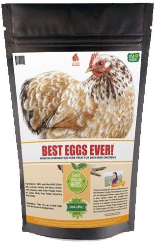 Pampered Chicken Mama Best Eggs Ever! Nesting Herbs for Chickens (4 Pounds) Calcium Supplement for Chickens | Chicken Feed Supplies, Hen Treats for Coops