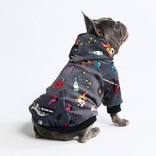 Spark Paws Dog Hoodie – Premium Dog Sweater for Small, Medium, and Large Dogs | Warm Outfits for French Bulldogs, Pitbull, Puppy, Winter Jacket Alternative - Rock and Roll - XL