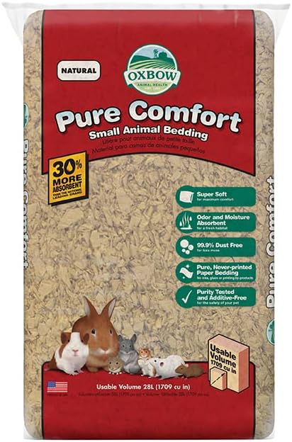 Oxbow Pure Comfort Bedding, Rabbit, Hamster, & Guinea Pig Bedding, Bunny Supplies for Litter Box, Pet Safe, 99.9% Non-Dust, Bunny Litter Box, Natural, 28 Liter Bag