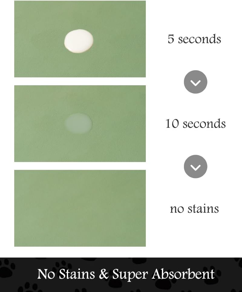 Pet Feeding Mat-Absorbent Dog Mat for Food and Water Bowl-No Stains Quick Dry Dog Water Dispenser Mat（Green,12"x19"