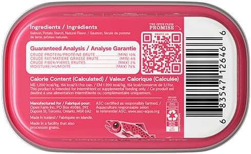 Open Farm, Canned Cat Food Topper, Silky Mousse Made with 95% Responsibly Sourced Icelandic Fish, Grain & Legume Free, Salmon Recipe, 3.17oz Cans (Pack of 17)