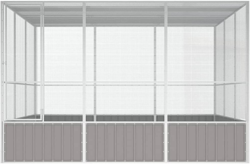 Steel Bird Cage, Large Flight King Bird Cage for Cockatiels African Grey Quaker Amazon Sun Parakeets Green Cheek Conures Pigeons Parrot Bird Cage Birdcage, Gray 119.1"x127.8"x83.3"
