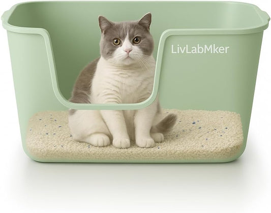 Extra Large Cat Litter Box with High Sides - Splash-Proof Design for Big Cats & Multi-Cat Homes, 24.6in x 16.7in x 12.8in (Green)