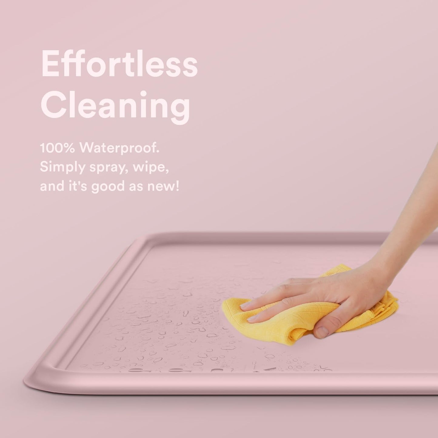 Pee Pad Tray Holder for Dogs - Fits Up to 25 x 25 in. Square Potty Training Pads No Spill Raised Lip High Edge Silicone Mat, Extra Thick and Non-Slip for Indoor Floor Protection (Large, Pink) | eenk