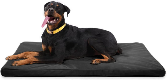 K9 Ballistics Tough Ripstop Orthopedic Dog Crate Bed - Durable Pad with Washable Cover, for Wire Crates, Tie-Downs Included, Size: X-Large 47"x29", Obsidian Black