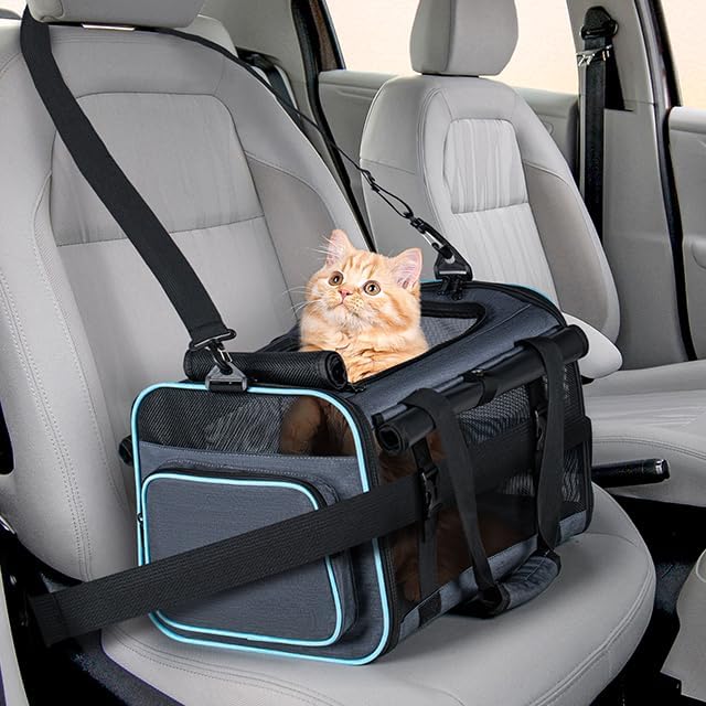 MIU Color Rolling Pet Carrier with Wheels Under 15 lbs, Airline Approved Foldable Soft Carrier for Small Dogs and Cats, Dog Carrier with Wheels for Car Road Trips Travel Camping Outdoor