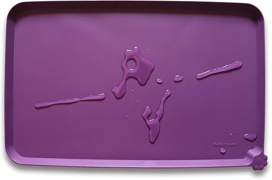 Hoki Found Silicone Pet Food Mats - Non Slip Dog Cat Bowl Placemats - Waterproof Dog Cat Food Mats for Carpet - Eggplant
