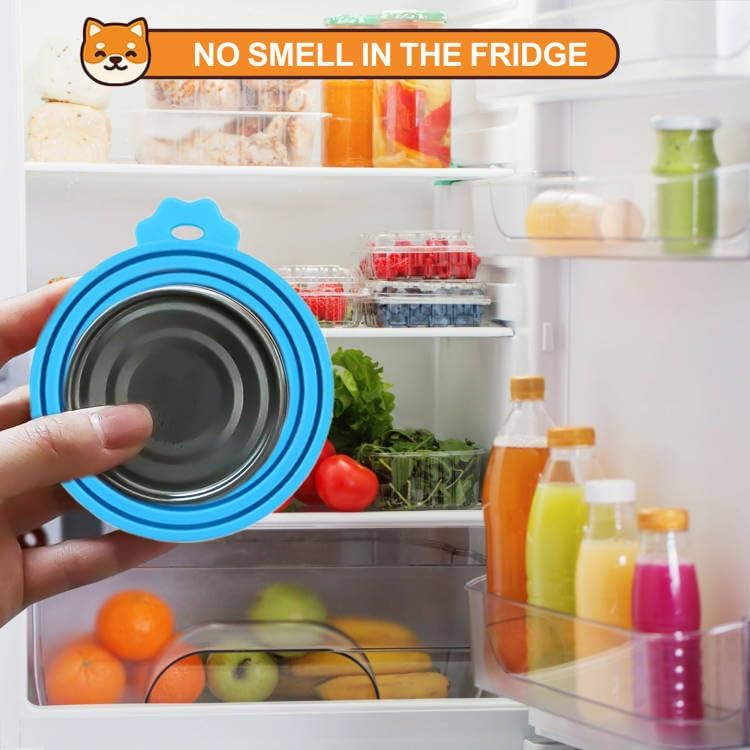 2 Pack Pet Food Can Covers, Silicone Universal Can Lids for Dog & Cat Food, BPA Free, One Fit Most Standard Size Can Lids Top Orange/Green