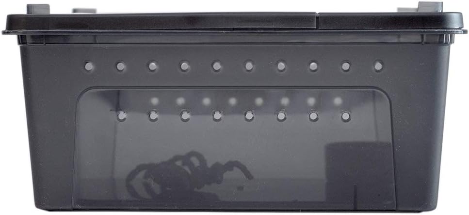 OMEM Portable Reptile Terrarium Habitat for Mini Pet Houses Breathable Holes Stackable Container (Black-M)