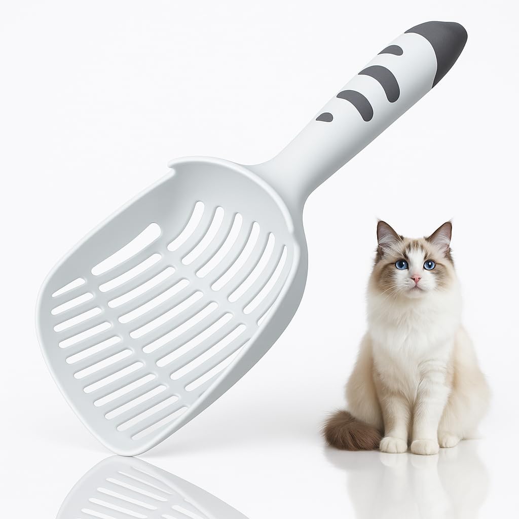 Cat Scooper for Litter Box, Cat Litter Scoop, Kitty Litter Scoop, Cat and Dog Poop Collector, Pet Litter Sifter, Cute Handle, Cat Litter Scooper with Holder for Various Litter Boxes