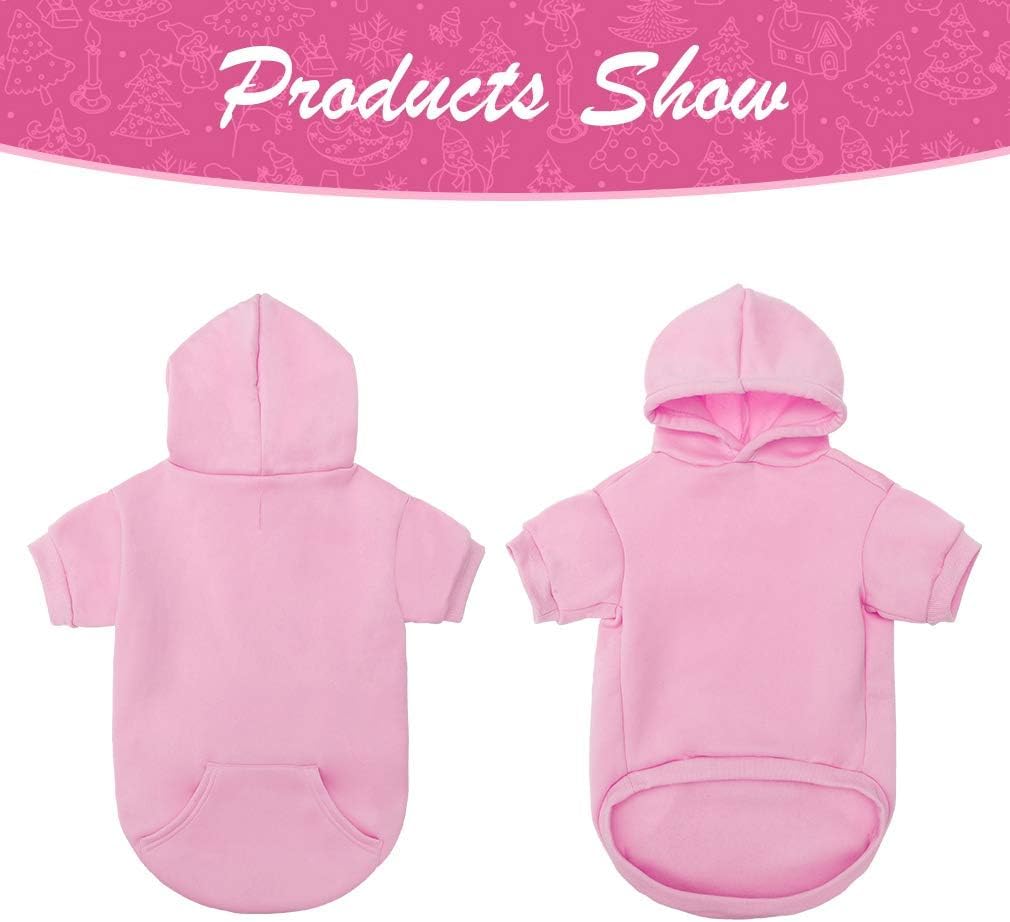 KOOLTAIL Basic Dog Hoodie - Soft and Warm Dog Hoodie Sweater with Leash Hole and Pocket, Dog Winter Coat, Cold Weather Clothes Sweatshirt for Small Medium Large Dogs Puppy Cat Boys Girls Pink L