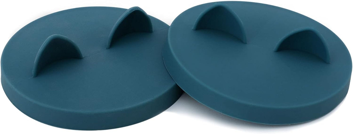 OHMO 2 Pack Dog Food Can Lids, (3,12, 14oz etc.) Universal Size BPA Free Silicone Covers for Cat and Pet Food, Dark Blue