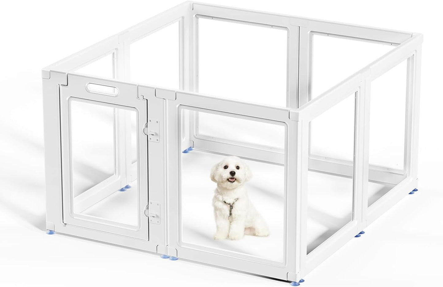 Clear Acrylic Dog Playpen Transparent Dog Playpen Indoor, Easy Assemble Clear Pet Pen for Puppy Bunny Cat Pig, Sturdy & Easy Cleaning Plastic Dog Puppy Fence (23.6" H, 8PCS)