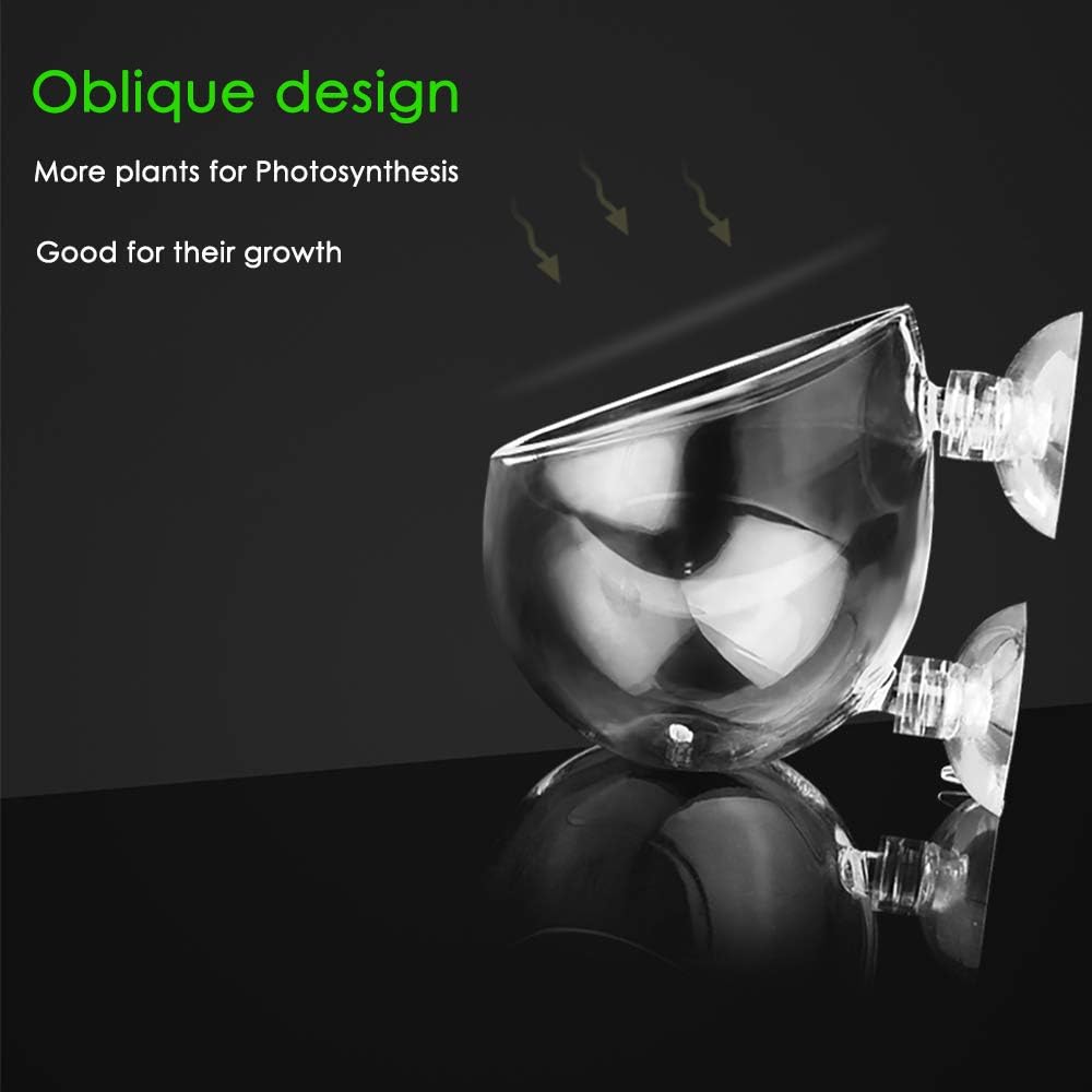 capetsma 2X Crystal Glass Aquatic Plant Pot, Planter, Red Shrimp Live Plants Fish Tank Holder with 4X Suction Cups for Aquarium Aquascape Decoration…