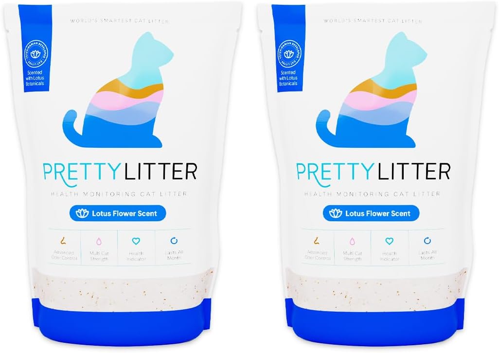 PrettyLitter Health Monitoring Cat Litter, Scented Lotus Flower, Non-Clumping Crystal Litter, 6 lbs (Pack of 2)