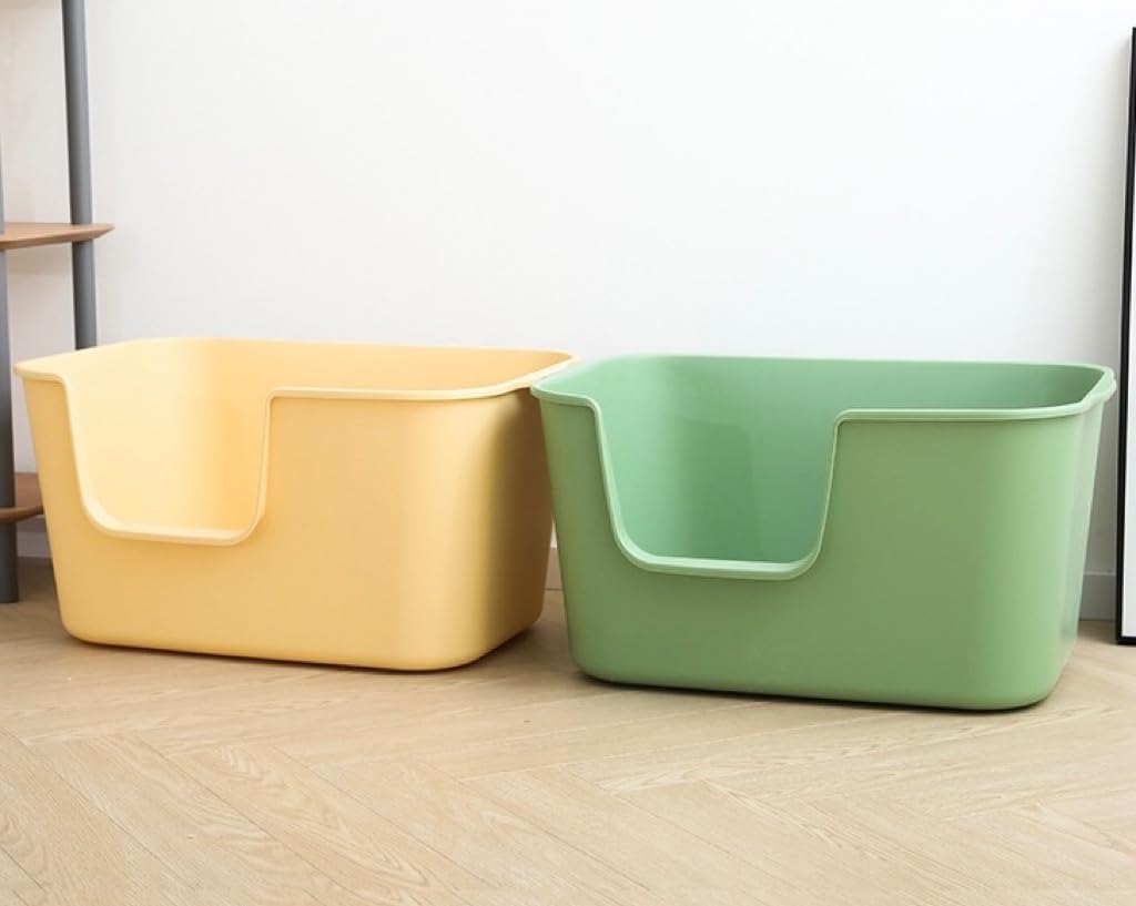 XXL Litter Box with High Sides - 24.6"L x 16.9"W x 12.99"H, Anti-Splash, Tool-Free Assembly, Multi-Cat, Jumbo (Yellow)