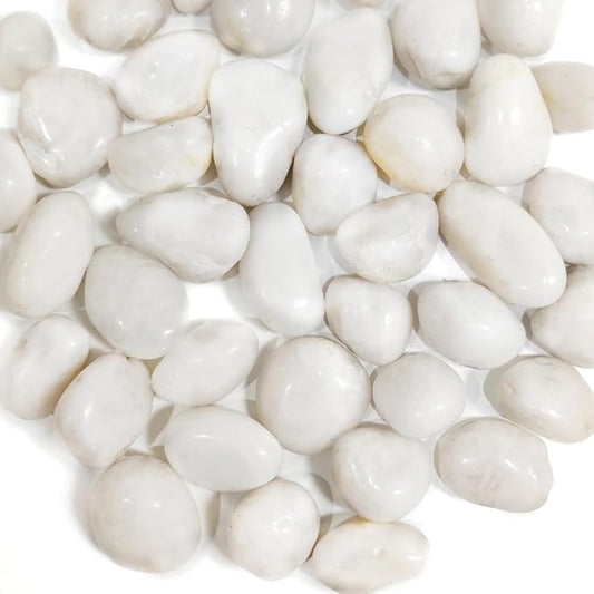 HappyFiller Natural Decorative White Pebbles Polished Rocks Stones for Aquarium Gravel,Fish Turtle Tank,Outdoor Indoor Succulents Plants Top Dressing,Graden Landscaping,10 LB
