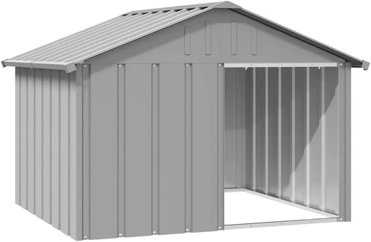 vidaXL Dog House - Durable Galvanized Steel Construction - Weatherproof Dog Kennel - Easy Access with Spacious Entrance - Ideal Outdoor Pet House - Gray