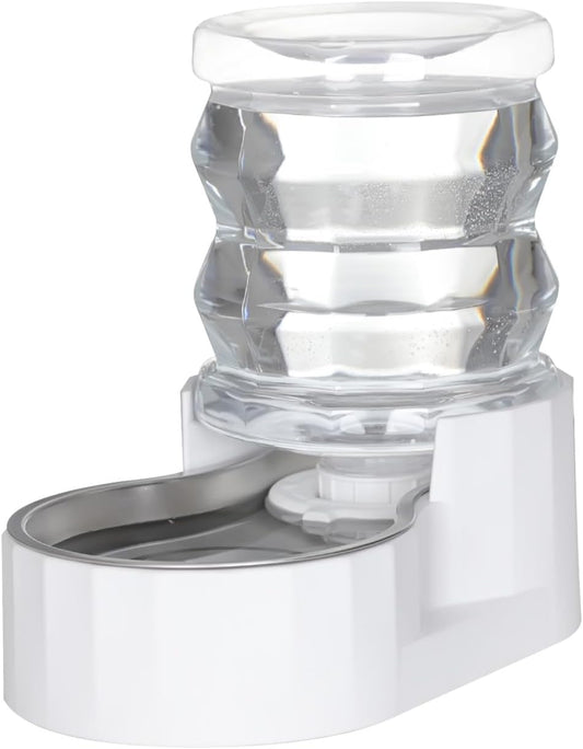 Sfozstra Automatic Gravity Dispenser for Cats: 4L White Stainless Steel Water Bowl Feeder - Great for Family Homes and Outdoor Activities