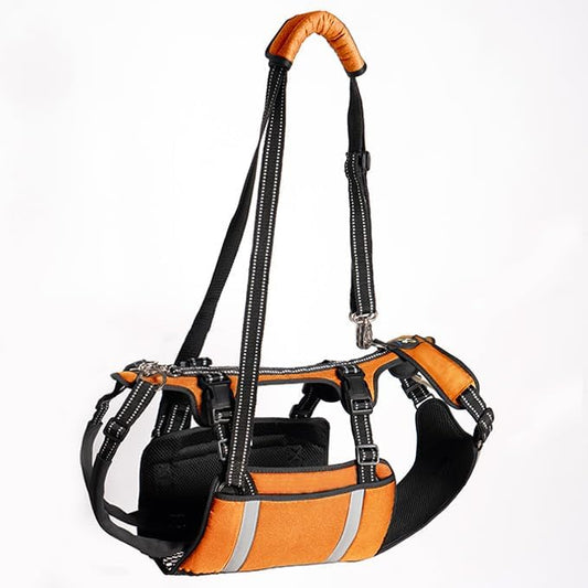 COODEO Mobility Dog Lift Harness, Emergency Carry Sling, Pet Rear Leg Support Rehabilitation Lifts Vest, Dog Carrier for Senior Dogs Joint Injuries, Arthritis (Orange, L)
