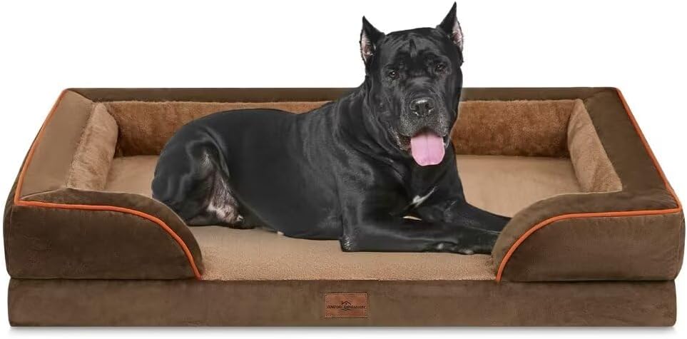 Comfort Expression XXL Orthopedic Dog Bed for Extra Large Dogs, Washable Dogs Sofa Bed, Waterproof Orthopedic Foam Dog Beds with Removable Cover & Non-Slip Bottom(XX-Large,Brown)