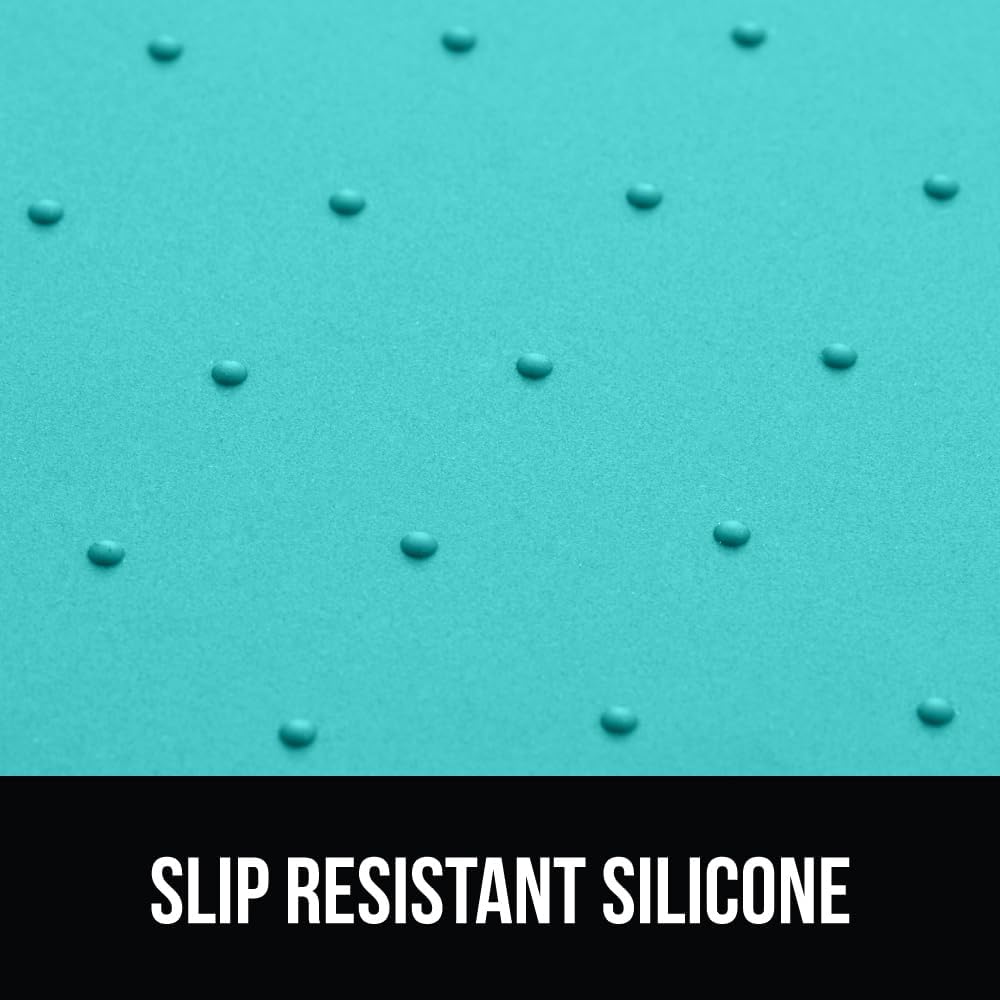 GORILLA GRIP 100% Waterproof Raised Edge BPA Free Silicone Pet Feeding Mat, Dog Cat Food Mats Contain Spills Protects Floors, Placemats for Cats and Dogs Water Bowl, Pets Accessories 28x18 Turquoise